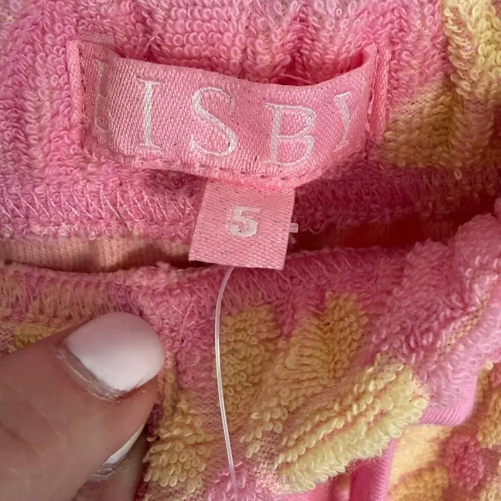Bisby Pink Terry Cloth Yellow Flowers Shorts size 5